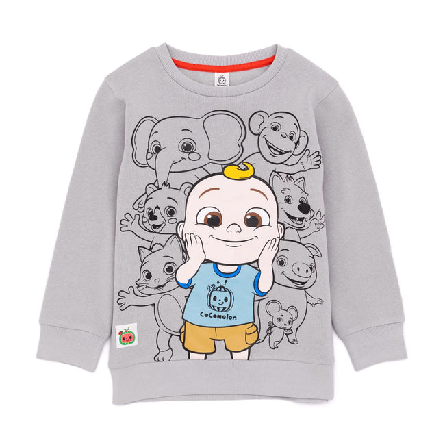 Gray - Front - Cocomelon Childrens-Kids Group Shot Sweatshirt