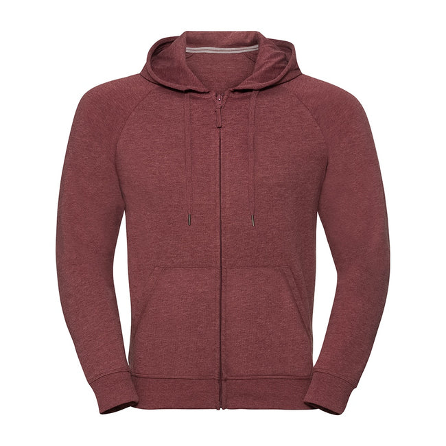 Maroon Marl - Front - Russell Mens HD Zip Hooded Sweatshirt