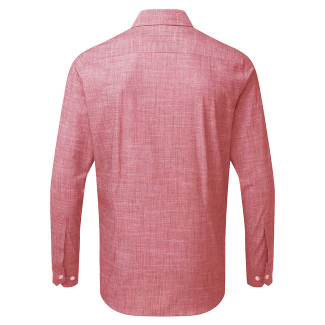 Red - Back - Premier Mens Long Sleeve Chambray Shirt