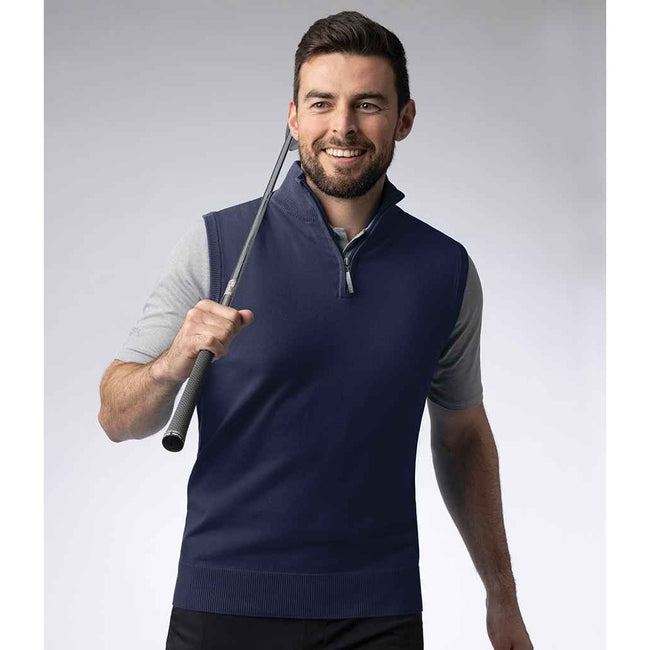 Navy - Back - Glenmuir Mens Zip Neck Undershirt
