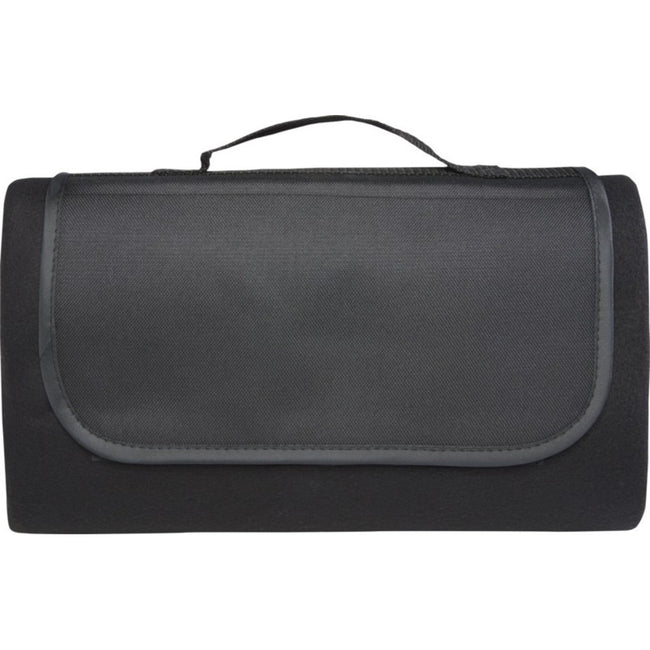 Solid Black - Back - Bullet Salvie Plastic Picnic Blanket