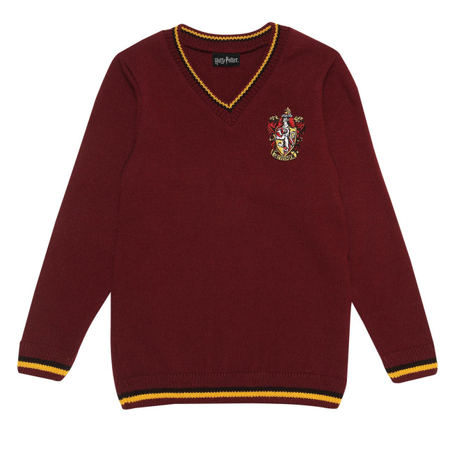 Burgundy - Side - Harry Potter Boys Gryffindor House Knitted Sweater