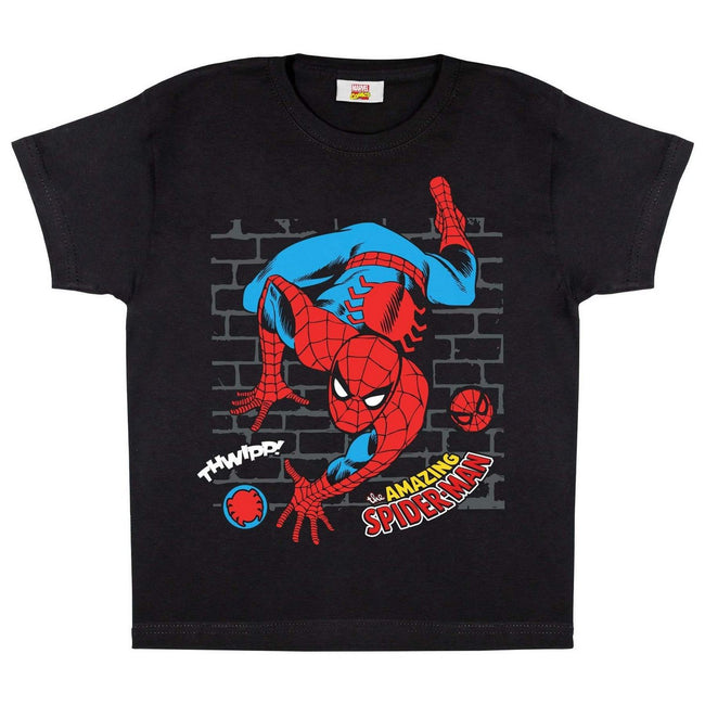 Black-Red-Blue - Side - Marvel Boys Wall Crawler Spider-Man T-Shirt