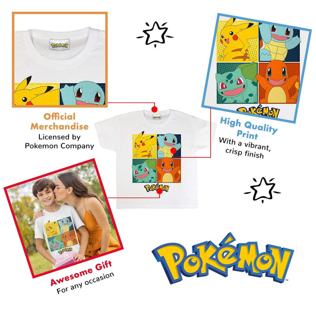 White - Pack Shot - Pokemon Boys Squares T-Shirt