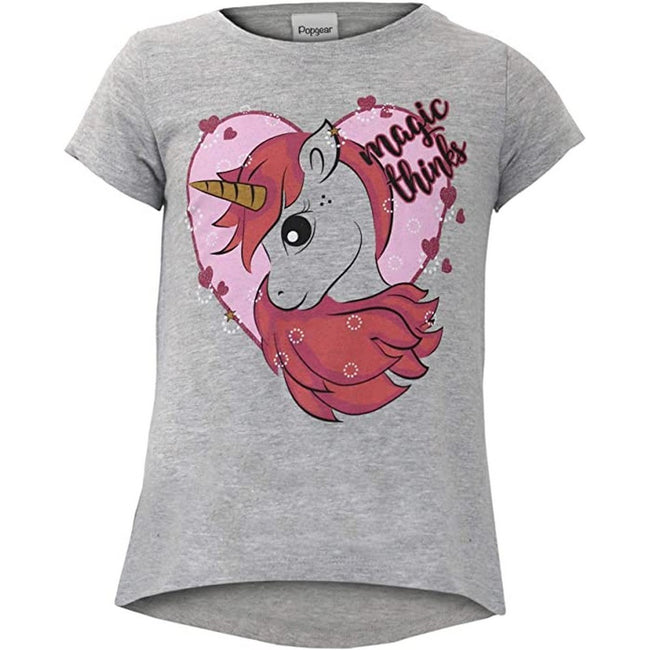 Gray - Back - Childrens Girls Magic Thinks Unicorn T-Shirt