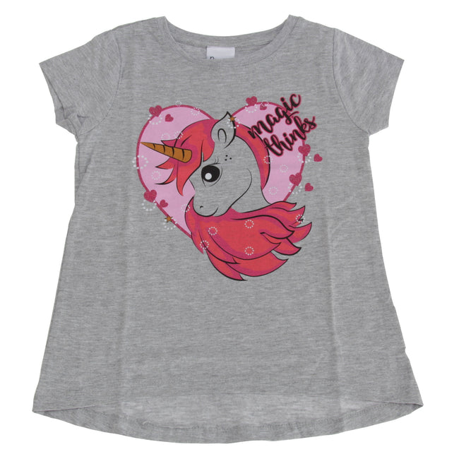 Gray - Front - Childrens Girls Magic Thinks Unicorn T-Shirt