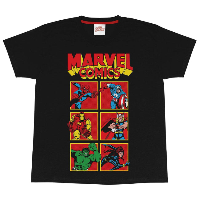 Black - Side - Marvel Boys Heroes Tile T-Shirt