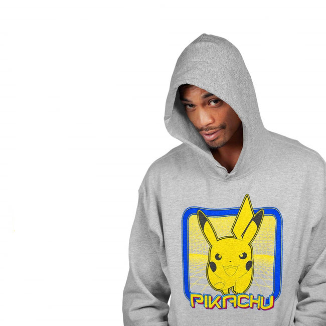 Heather Grey - Back - Pokemon Mens Pikachu Running Pullover Hoodie