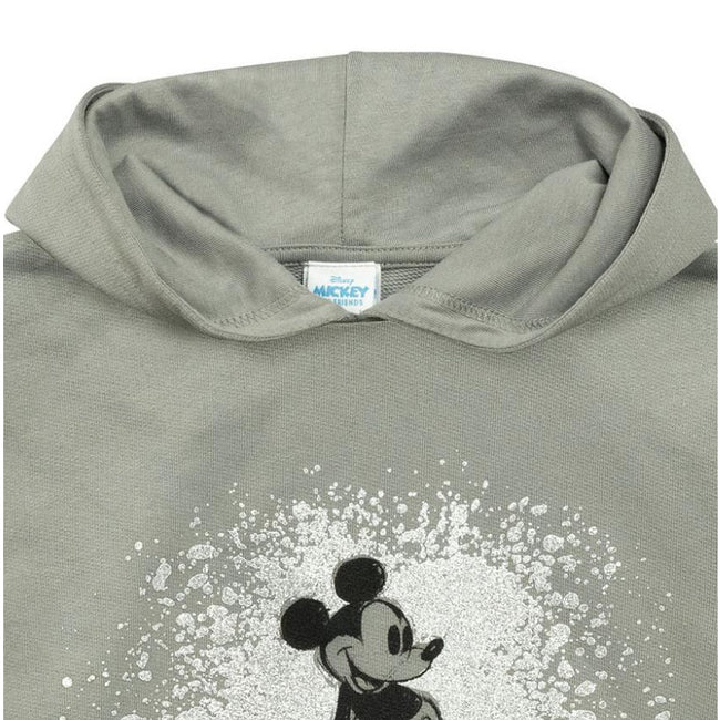 Gray Heather - Side - Disney Girls Pose Mickey Mouse Glitter Pullover Hoodie