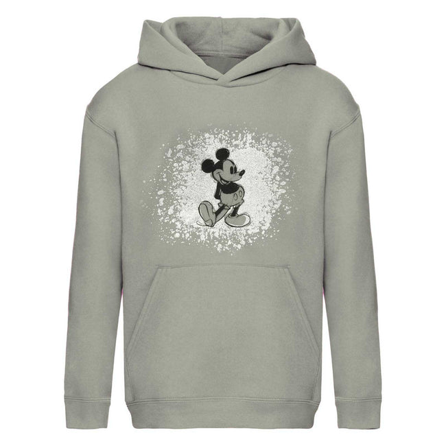 Gray Heather - Front - Disney Girls Pose Mickey Mouse Glitter Pullover Hoodie