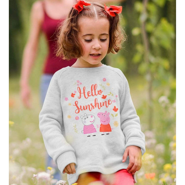 Gray Heather - Side - Peppa Pig Girls Hello Sunshine Sweatshirt