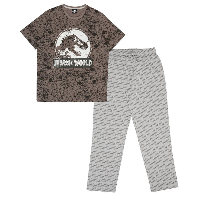 Black-Charcoal - Front - Jurassic World Mens Logo Pajama Set