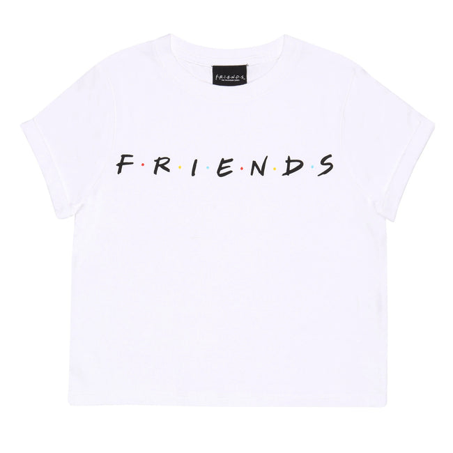 White - Lifestyle - Friends Girls Logo Crop Top