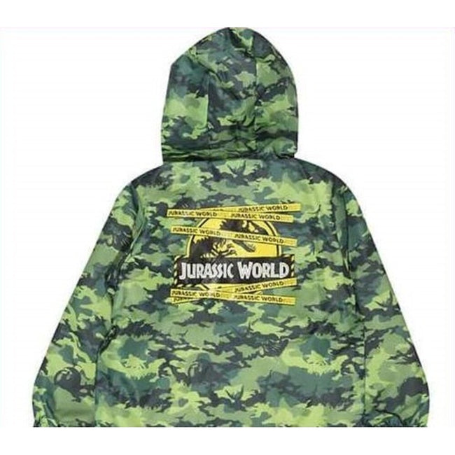 Green - Back - Jurassic World Girls Camo Logo Raincoat