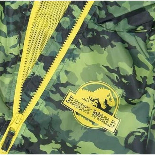 Green - Side - Jurassic World Girls Camo Logo Raincoat