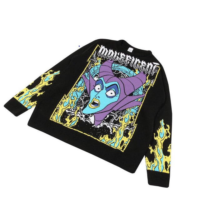 Black - Back - Maleficent Mens Knitted Sweater