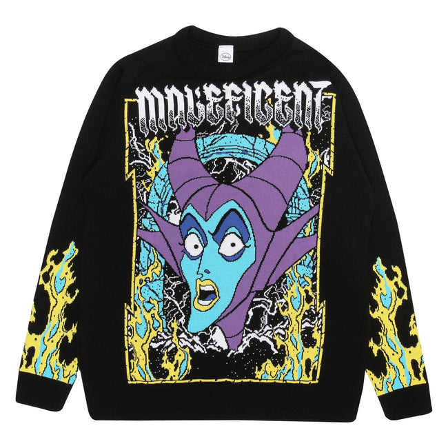 Black - Front - Maleficent Mens Knitted Sweater