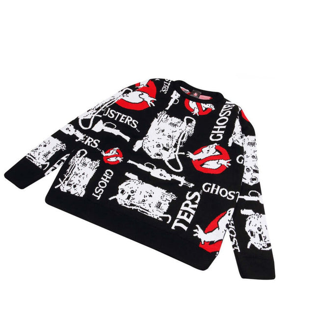 Black - Back - Ghostbusters Mens Proton Pack Knitted Sweater