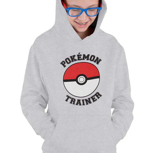 Heather Grey - Side - Pokemon Boys Trainer Pullover Hoodie