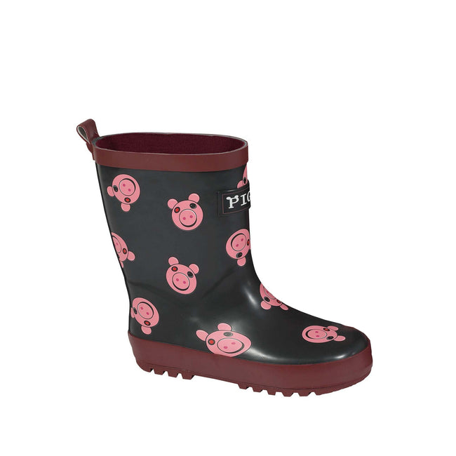 Burgundy-Black - Back - Piggy Boys Face Galoshes