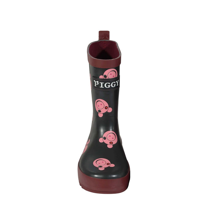 Burgundy-Black - Front - Piggy Boys Face Galoshes