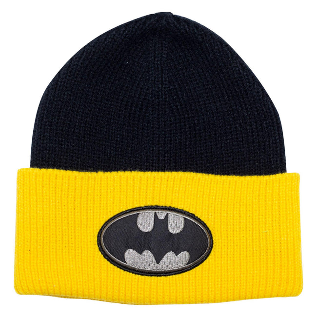 Black-Yellow - Front - Batman Girls Gresycale Logo Beanie