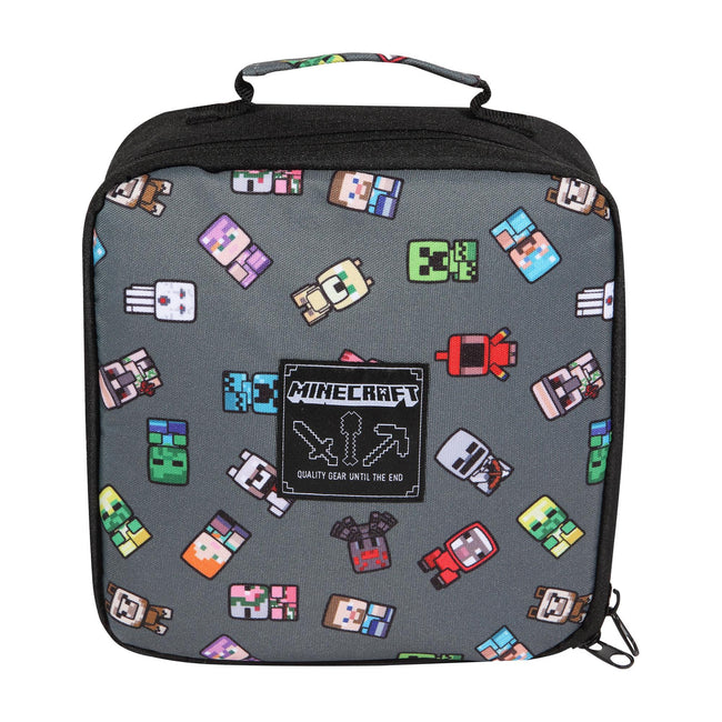 Gray-Multicolored - Front - Minecraft Girls Characters Lunch Box