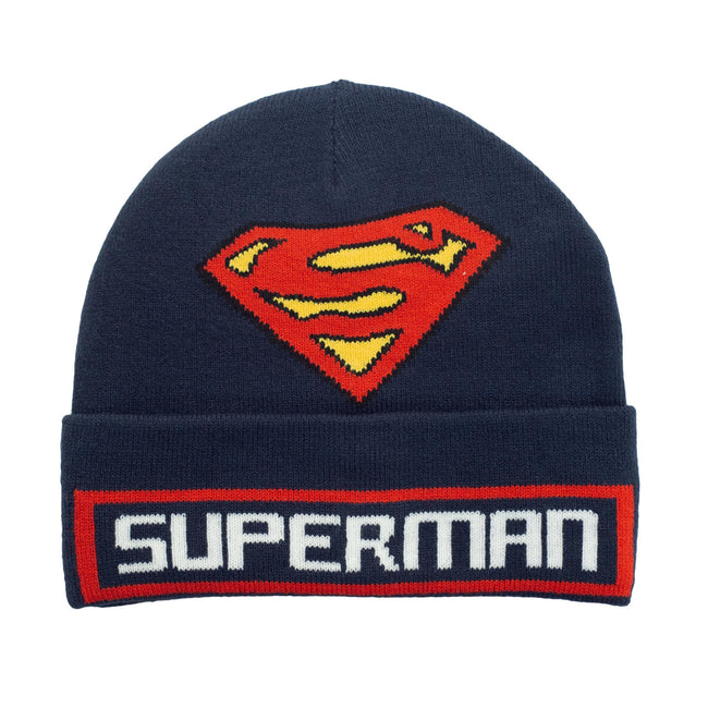 Navy-Red-White - Front - Superman Boys Super Logo Beanie