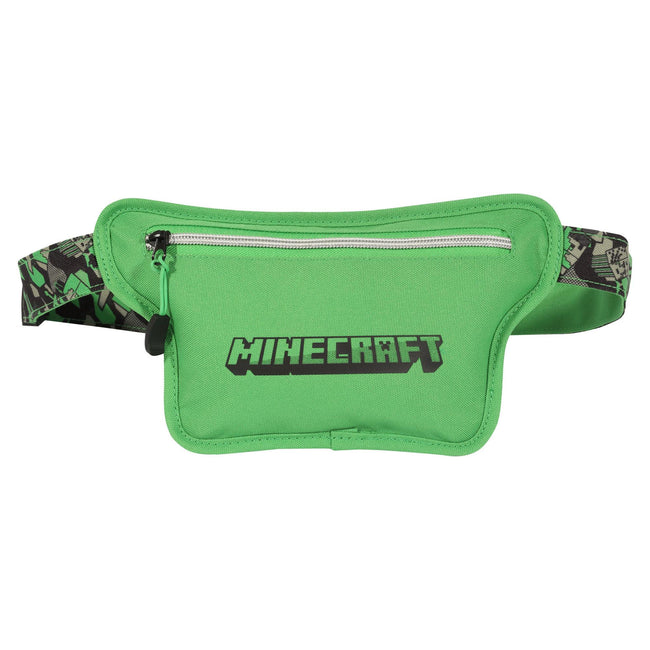 Green-Black - Front - Minecraft Boys Camo Creeper Bum Bag