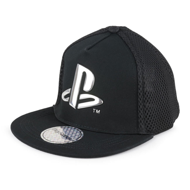 Black-Silver - Front - Playstation Girls Metallic Logo Snapback Cap