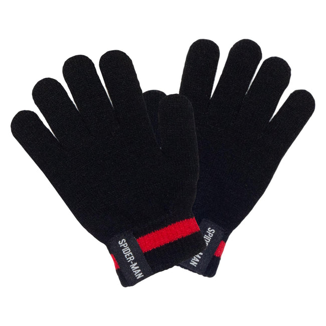 Black-Red - Front - Spider-Man Boys Web Head Logo Gloves