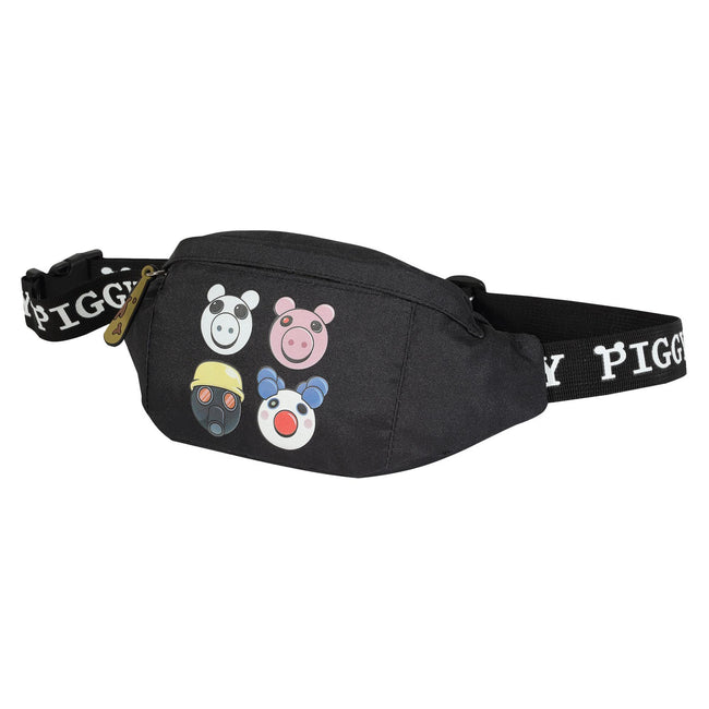 Black-White - Front - Piggy Boys Characters Bum Bag