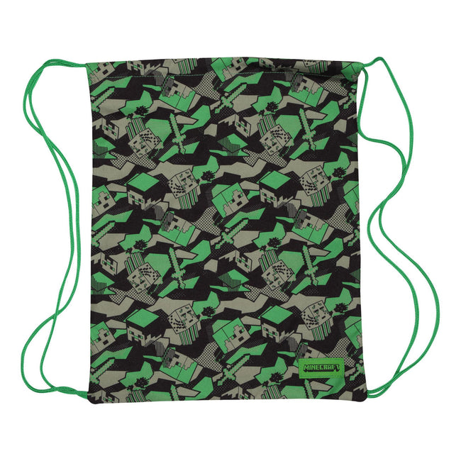 Green-Black - Front - Minecraft Boys Camo Creeper Gym Bag