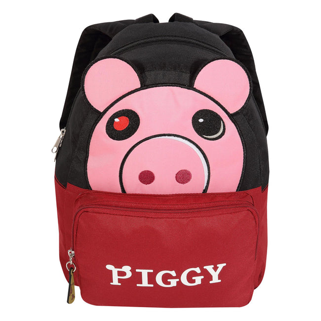 Black-Red-Pink - Front - Piggy Boys Face Knapsack