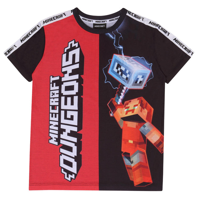 Red-Black-White - Front - Minecraft Childrens-Kids Dungeons T-Shirt