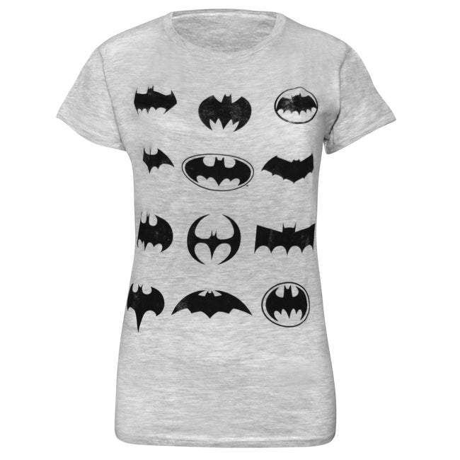 Heather Grey - Front - DC Comics Womens-Ladies Evolution Batman Distressed Boyfriend T-Shirt