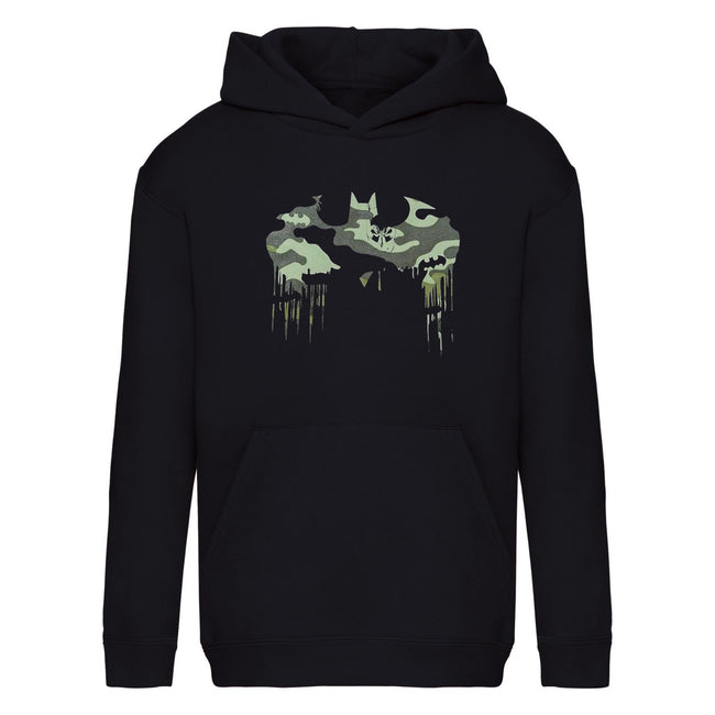 Black-Light Green - Front - DC Comics Boys Camo Logo Batman Pullover Hoodie