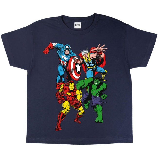 Navy - Side - Marvel Boys Classic Characters T-Shirt