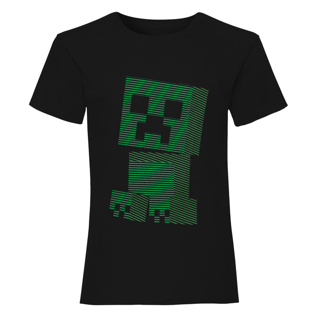 Black - Front - Minecraft Girls Creeper Lines T-Shirt