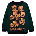 Forest Green-Brown - Front - Minecraft Boys Creeper Pumpkin Knitted Sweater