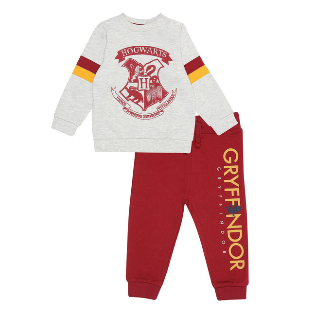 Heather Grey-Red - Front - Harry Potter Girls Hogwarts Crest Sweatsuit