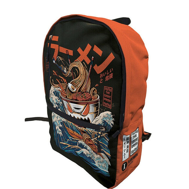 Black-Orange-Blue - Front - Ilustrata Great Ramen Knapsack