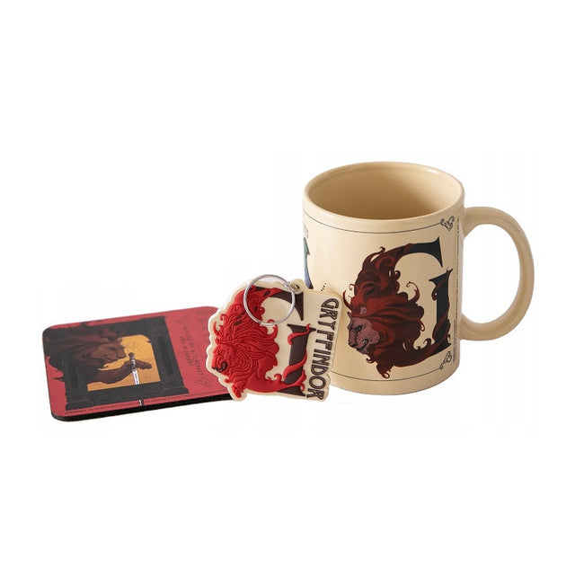 Off White-Red-Black - Front - Harry Potter Intricate Houses Gryffindor Mug Set
