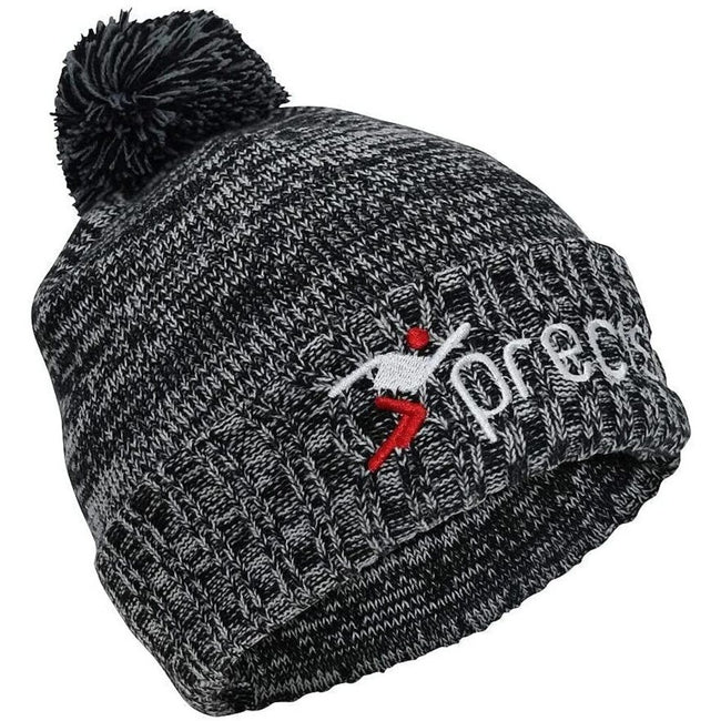 Black-Gray - Front - Precision Pom Pom Beanie