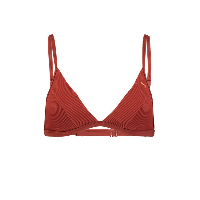 Brown - Front - Puma Womens-Ladies Triangle Ribbed Bikini Top