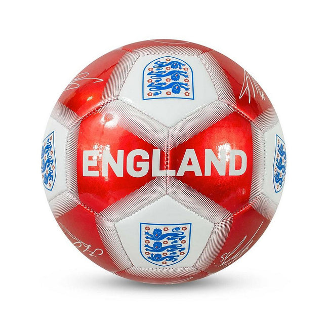 Red-White-Navy - Front - England FA Signature Metallic Soccer Ball