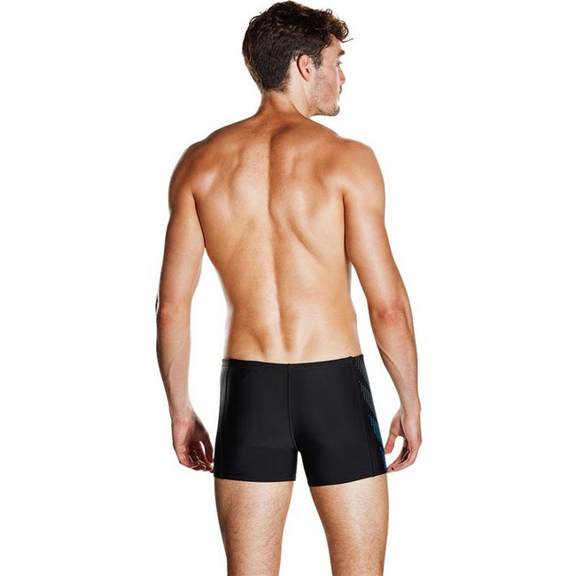 Black-Gray-Blue - Side - Speedo Mens Placement Panel Swim Shorts