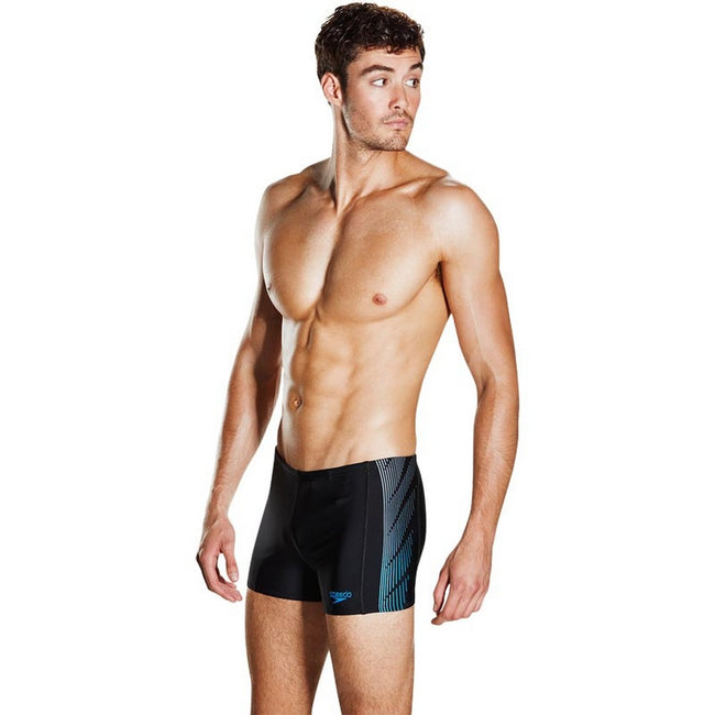 Black-Gray-Blue - Lifestyle - Speedo Mens Placement Panel Swim Shorts