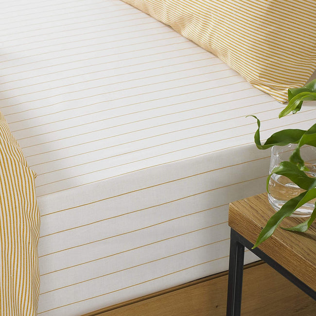Ochre Yellow - Front - The Linen Yard Holbury Fitted Bed Sheet