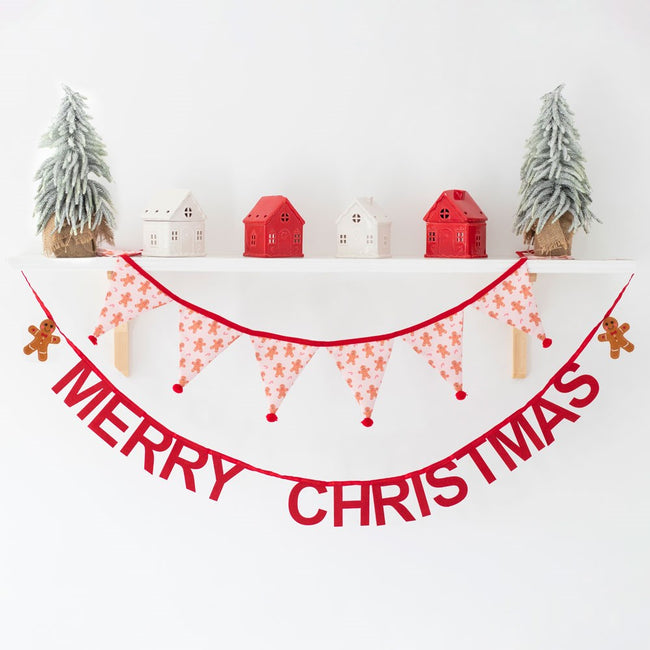 Red-Brown - Back - Something Different Merry Christmas Gingerbread Man Bunting